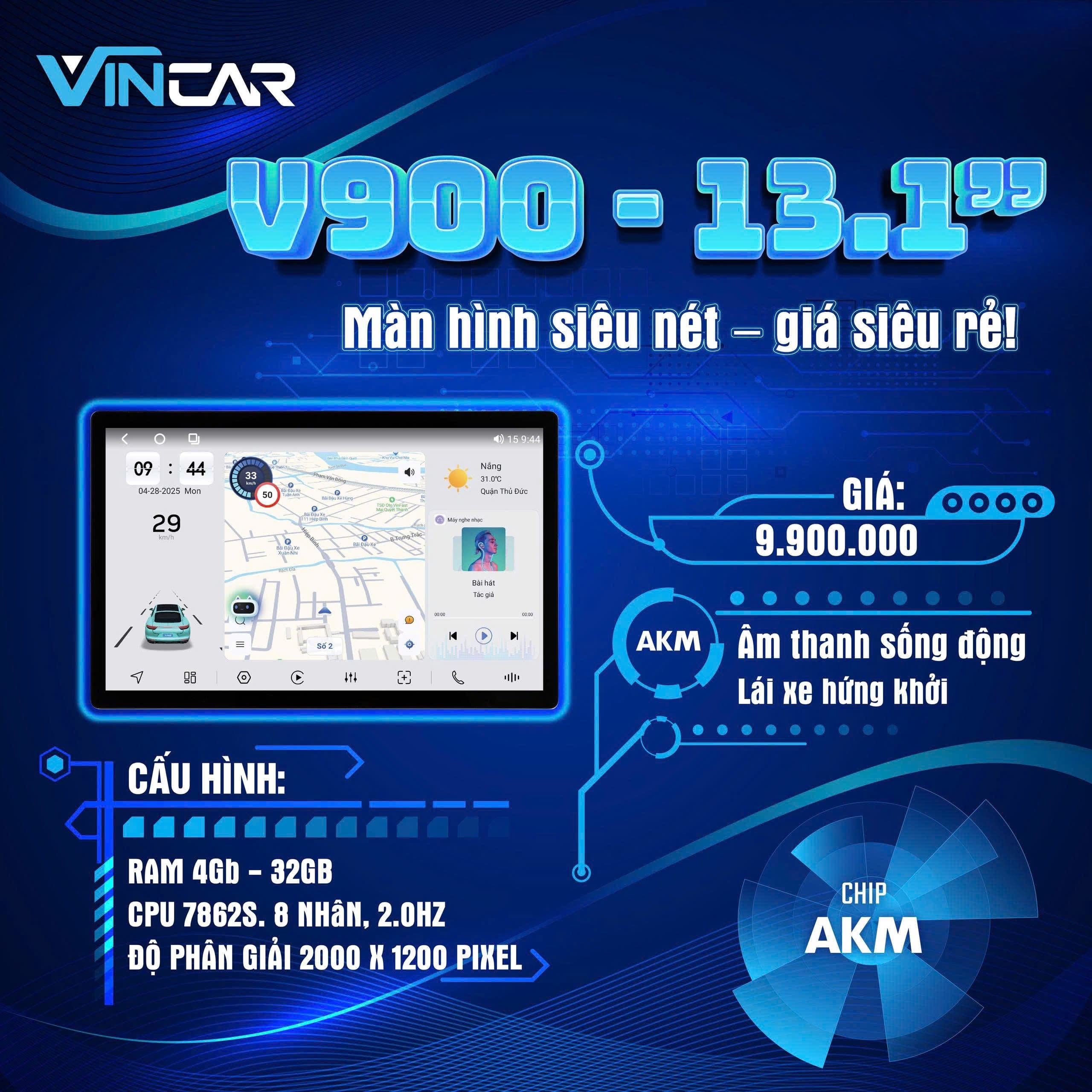 MÀN HÌNH ANDROID VINCAR V900 1 MÀN HÌNH ANDROID VINCAR V900